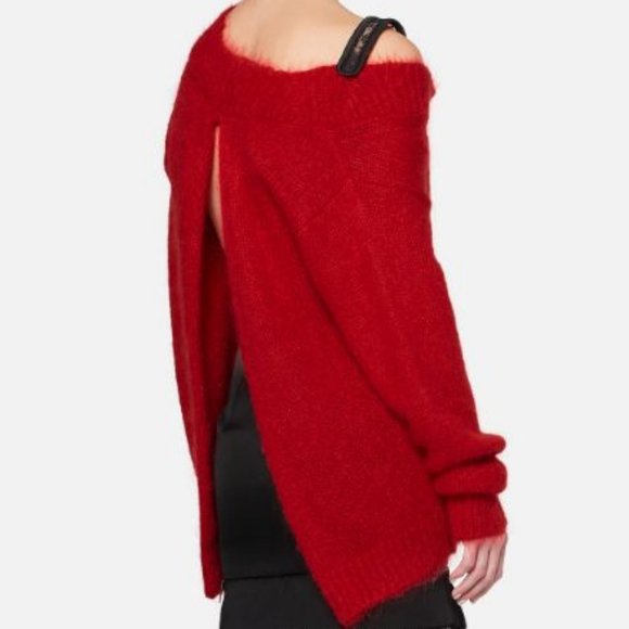NWT Christopher Kane V Neck Mohair Wool Red Open Back Women's Luxury Sweater XL - Picture 3 of 10